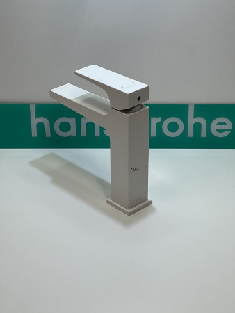 Смеситель для раковины hansgrohe Metropol 110 со сливным клапаном Push-Open 32507700/U, матовый белый, уцененный товар