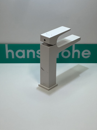 Смеситель для раковины hansgrohe Metropol 110 со сливным клапаном Push-Open 32507700/U, матовый белый, уцененный товар