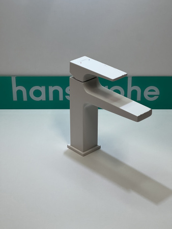 Смеситель для раковины hansgrohe Metropol 110 со сливным клапаном Push-Open 32507700/U, матовый белый, уцененный товар