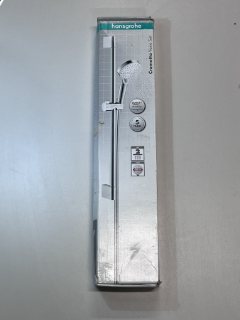 Душевой гарнитур hansgrohe Crometta 100 Vario, 2 режима, со штангой 65 см 26532400, белый/хром, уцененный товар