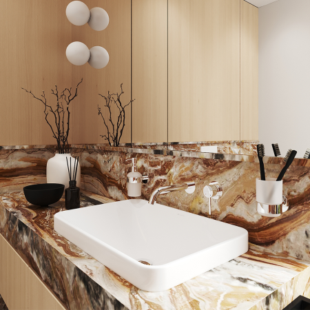 Смеситель для раковины Aqueduto CANO CAN0400 настенного монтажа со скрытой частью, хром