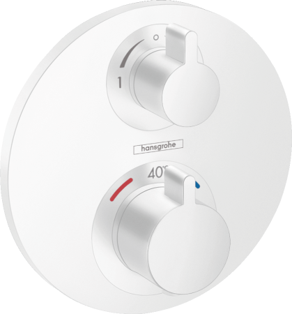 Внешняя часть термостата для душа hansgrohe Ecostat S скрытого монтажа на 2 потребителя 15758700, матовый белый