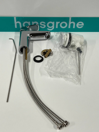 Смеситель для раковины hansgrohe Logis 100, со сливным гарнитуром 71100000/U, хром, уцененный товар