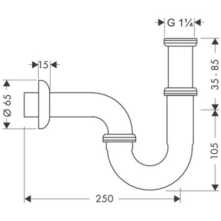 Сифон для раковины hansgrohe трубный 53002000, хром