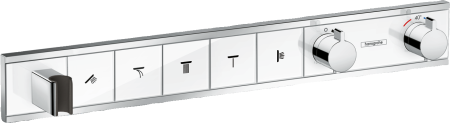 Внешняя часть термостата для душа hansgrohe RainSelect скрытого монтажа на 5 потребителей 15358400, белый/хром