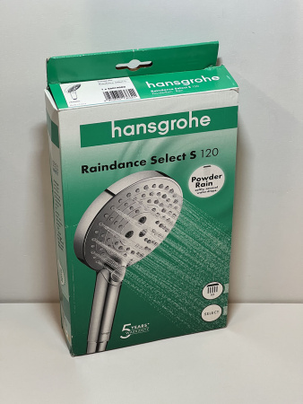 Ручной душ hansgrohe Raindance Select S 120 3 режима, 26014000/U, хром, уцененный товар