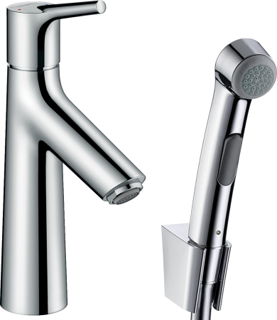 Смеситель для раковины hansgrohe Talis S со сливным клапаном Push-Open и гигиеническим душем 72290000, хром