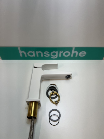 Смеситель для раковины hansgrohe Metropol 110 со сливным клапаном Push-Open 32507700/U, матовый белый, уцененный товар