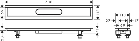 Монтажный набор для внешней части слива для душа hansgrohe RainDrain 70 см 56011180