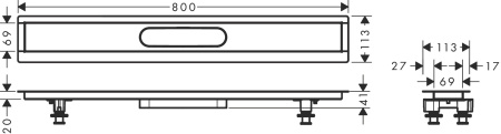 Монтажный набор для внешней части слива для душа hansgrohe RainDrain 80 см 56012180