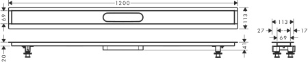 Монтажный набор для внешней части слива для душа hansgrohe RainDrain 120 см 56015180