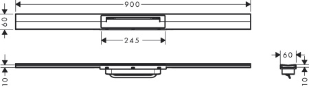Внешняя часть трапа для душа hansgrohe RainDrain Flex, 90 см, укорачиваемая 56045340, шлифованный черный хром