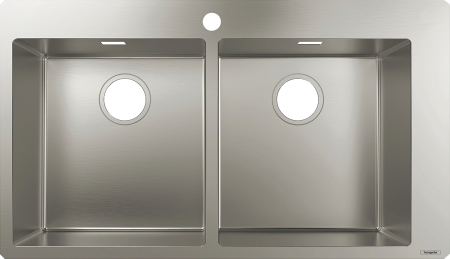 Кухонная мойка hansgrohe S71 S711-F765 врезная, с двумя чашами 370/370 43303800, нержавеющая сталь