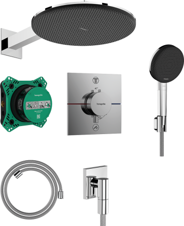 Душевая система hansgrohe Raindance Alive S Design ShowerSet 300 1jet с термостатом ShowerSelect Comfort E, 24630000, хром