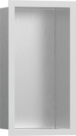 Настенный короб hansgrohe XtraStoris Individual с цветом корпуса под сталь и дизайнерской рамой, 30х15х10 см 56094700, матовый белый