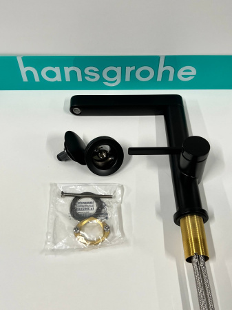 Смеситель для раковины hansgrohe Finoris 230, с поворотным изливом, со сливным клапаном Push-Open, 76060670/U, матовый черный, уцененный товар