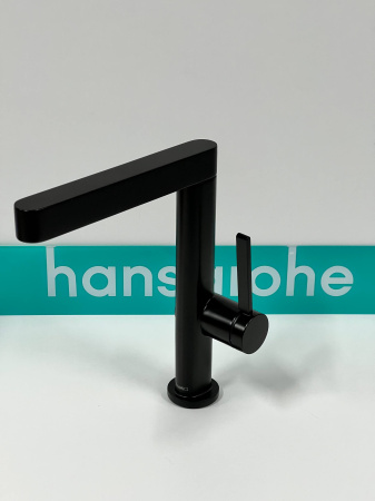 Смеситель для раковины hansgrohe Finoris 230, с поворотным изливом, со сливным клапаном Push-Open, 76060670/U, матовый черный, уцененный товар