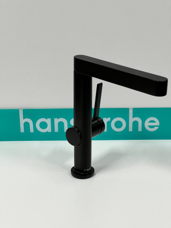 Смеситель для раковины hansgrohe Finoris 230, с поворотным изливом, со сливным клапаном Push-Open, 76060670/U, матовый черный, уцененный товар