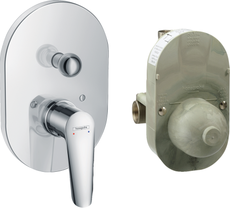 Смеситель для ванны hansgrohe Logis E скрытого монтажа, в комплекте с монтажной частью 71408000, хром 