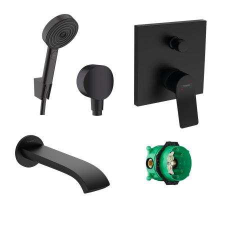Готовый набор для ванны скрытого монтажа hansgrohe Vivenis с ручным душем Pulsify HG-PR50, матовый черный
