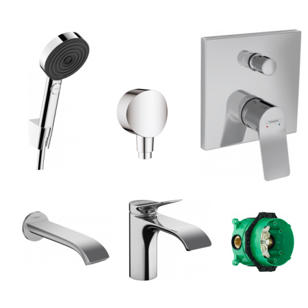 Готовый набор для ванны скрытого монтажа hansgrohe Vivenis с ручным душем Pulsify и смесителем для раковины HG-PR52, хром