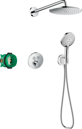 Душевая система hansgrohe Raindance S 240 1jet PowderRain скрытого монтажа с термостатом ShowerSelect S 27951000, хром