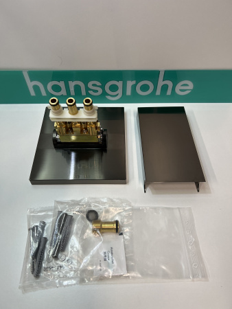 Верхний душ hansgrohe Rainfinity 360 1jet с настенным креплением 26230340/U, шлифованный черный хром, уцененный товар