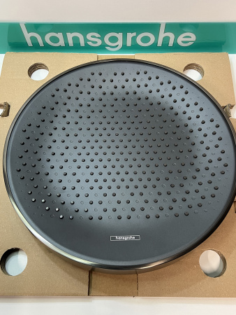 Верхний душ hansgrohe Rainfinity 360 1jet с настенным креплением 26230340/U, шлифованный черный хром, уцененный товар