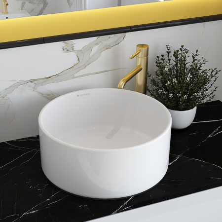 Смеситель для раковины Aqueduto CANO L-size CAN0350, шлифованное золото