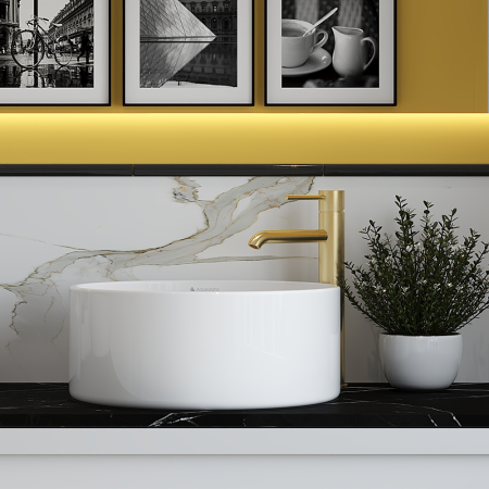 Смеситель для раковины Aqueduto CANO L-size CAN0350, шлифованное золото