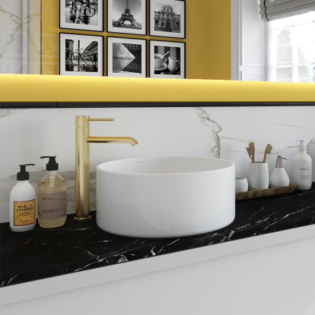 Смеситель для раковины Aqueduto CANO L-size CAN0350, шлифованное золото