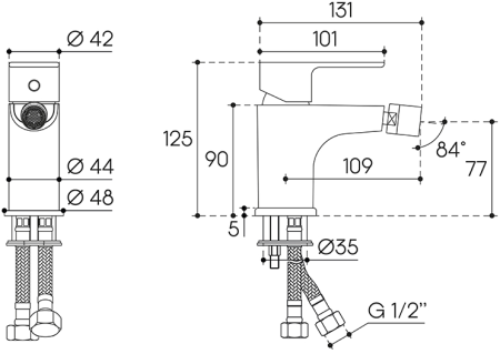 Смеситель для биде Aqueduto BASE BAS0500, хром