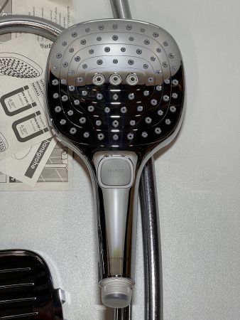 Душевой гарнитур hansgrohe Raindance Select E 120 3 режима, со штангой 65 см и мыльницей 26620000/U, хром, уцененный товар