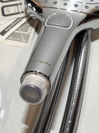 Душевой гарнитур hansgrohe Raindance Select E 120 3 режима, со штангой 65 см и мыльницей 26620000/U, хром, уцененный товар