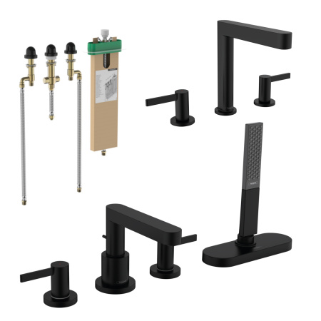 Готовый набор для ванны скрытого монтажа hansgrohe Finoris со смесителем для раковины HG-PR70, матовый черный