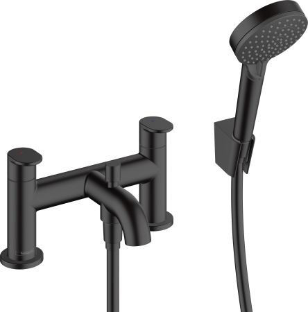 Смеситель для ванны hansgrohe Vernis Blend на край ванны на 2 отверстия, и ручной душ Vernis Blend Vario 71461670, матовый черный