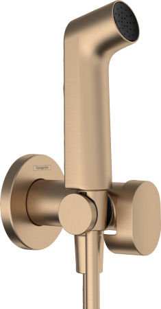 Гигиенический душ hansgrohe 1jet S со смесителем, держателем и шлангом 125 см 29232140, шлифованная бронза
