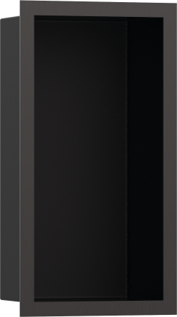 Настенный короб hansgrohe XtraStoris Individual с цветом корпуса матовый черный и дизайнерской рамой, 30х15х10 см 56095340, шлифованный черный хром