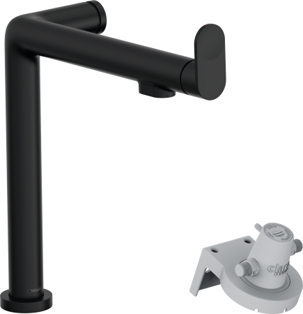 Смеситель для кухонной мойки hansgrohe Aqittura M91 240 1jet с поворотным изливом и функцией фильтрации, без фильтра в комплекте 76804670, матовый черный
