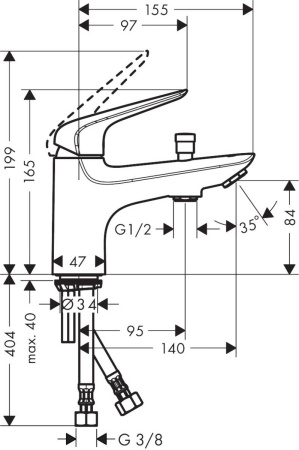 Смеситель для ванны hansgrohe Novus Monotrou на край ванны 71321000, хром