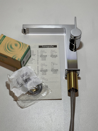 Смеситель для раковины hansgrohe Tecturis E 150 Fine CoolStart, EcoSmart+, с донным клапаном Push-Open, 73040000/U, хром, уцененный товар