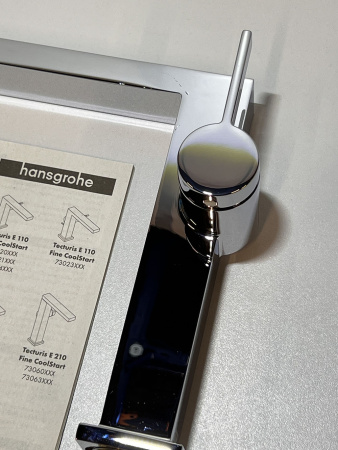 Смеситель для раковины hansgrohe Tecturis E 150 Fine CoolStart, EcoSmart+, с донным клапаном Push-Open, 73040000/U, хром, уцененный товар