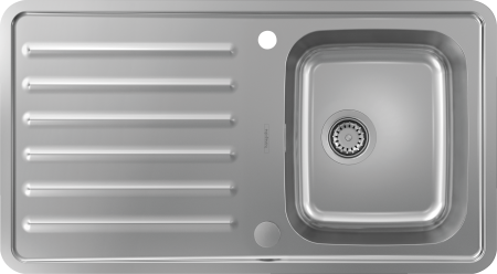 Кухонная мойка hansgrohe S41 S4113-F340 врезная с левым крылом 43337800, нержавеющая сталь