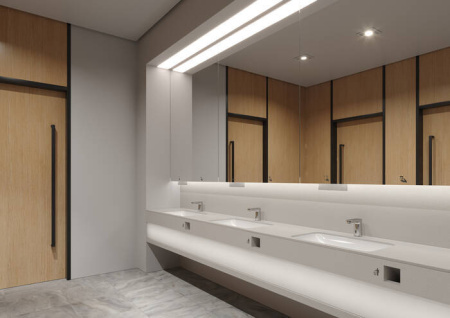 Смеситель для раковины hansgrohe Vernis Blend 100 электронный, с предустановленной температурой, питание от сети 230V 71501000, хром