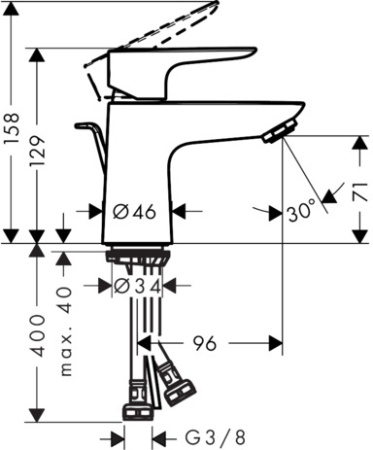 Смеситель для раковины hansgrohe Talis E 80 LowFlow, со сливным гарнитуром 71705000, хром