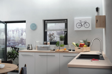 Смеситель для кухонной мойки hansgrohe Focus M42 220, с вытяжным душем 2jet 71800000, хром