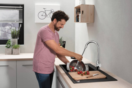 Смеситель для кухонной мойки hansgrohe Focus M43 180, с вытяжным душем 2jet 71811000, хром