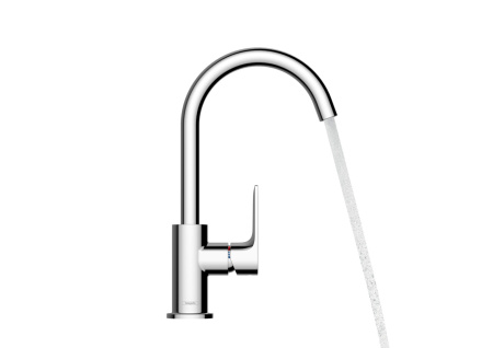 Смеситель для раковины hansgrohe Rebris E 210, с поворотным изливом, со сливным гарнитуром 72576000, хром