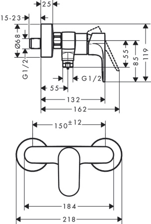 Смеситель для душа hansgrohe Rebris S 72640670, матовый черный