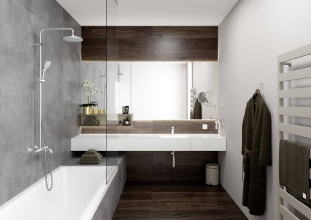 Смеситель для раковины hansgrohe Vernis Blend 100, со сливным гарнитуром 71551000/U, хром, уцененный товар